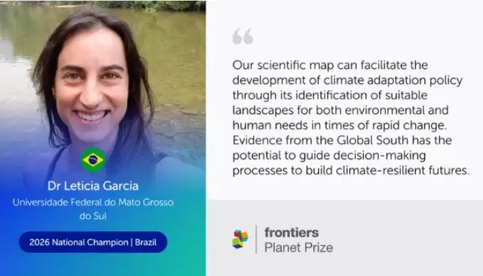 Imagem divulga a pesquisadora como finalista de prêmio global (Foto: UFMS)