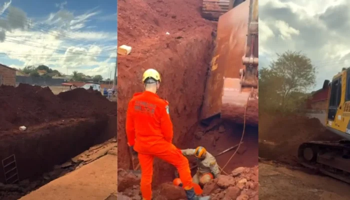 A vítima ficou completamente soterrada. (Foto: Reprodução/Maracaju Speed)