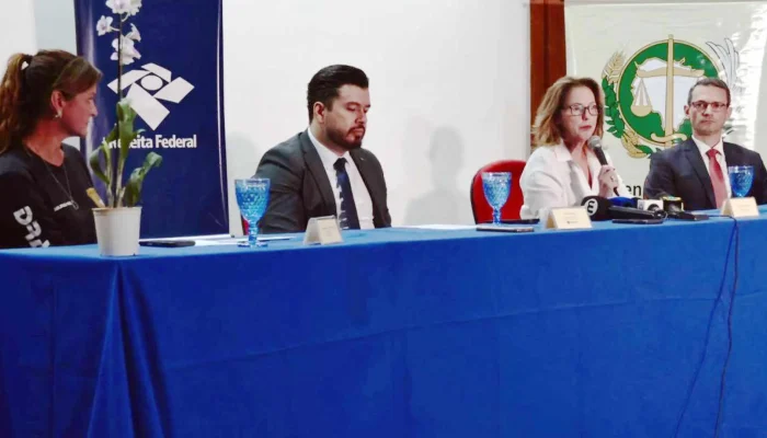 Autoridades apresentam detalhes da Operação Oncojuris em coletiva de imprensa. (Pietra Dorneles, Jornal Midiamax)